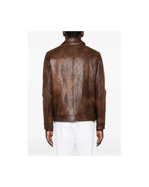 Dondup Brown Leather Jackets for men
