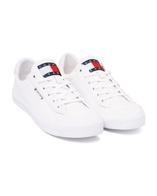 Tommy Hilfiger Weiße Leder Low Top Sneakers in White für Herren