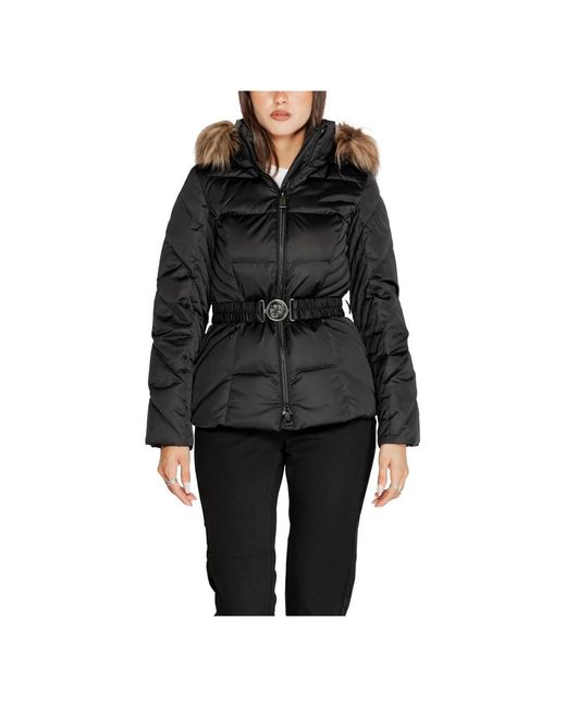 Guess Jassen ,Zwart ,Polyester Hooded Zip Jacket in het Black