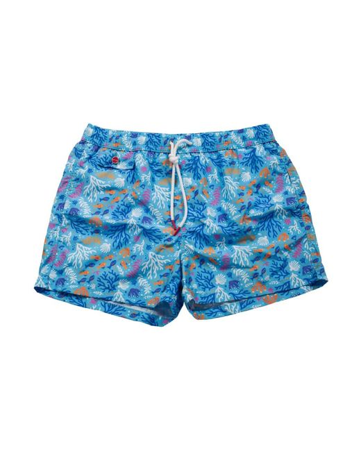 Kiton Kurze polyester beach boxer badehose in Blue für Herren