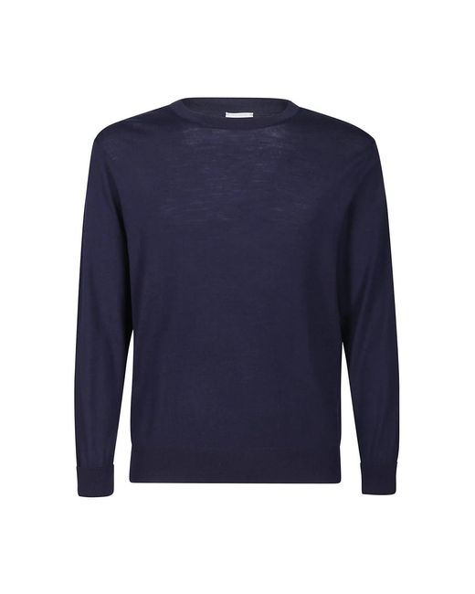 Eleventy Feiner Merino-Wollpullover Langarm in Blue für Herren