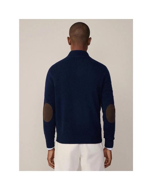 Hackett Truien & Vesten ,Blauw ,Wol Lambswool Half-Zip Jumper in het Blue voor heren