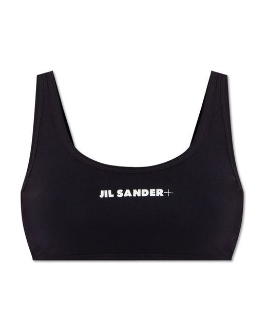 Jil Sander Badmode ,Zwart ,Bikinitop Met Logo in het Blue