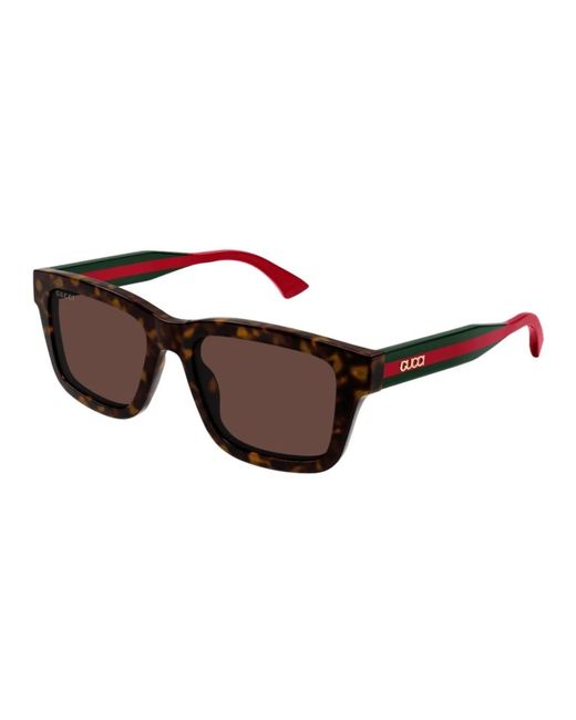 Gucci Accessoires ,Bruin ,Wayfarer Stijl Zonnebril Met Web Detail in het Brown voor heren