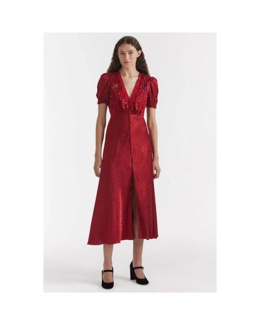 Midi Dresses di Saloni in Red