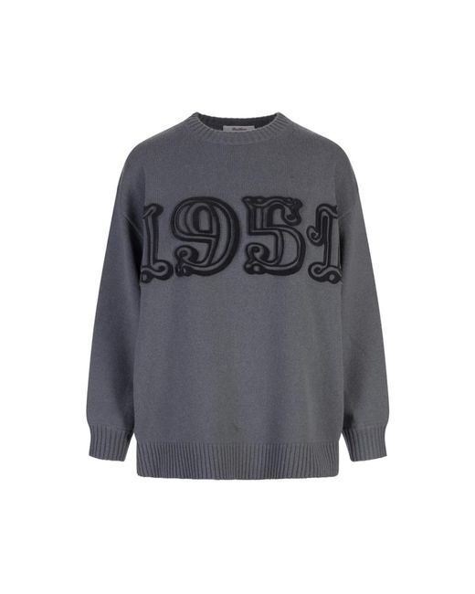 Max Mara Gray Round-Neck Knitwear