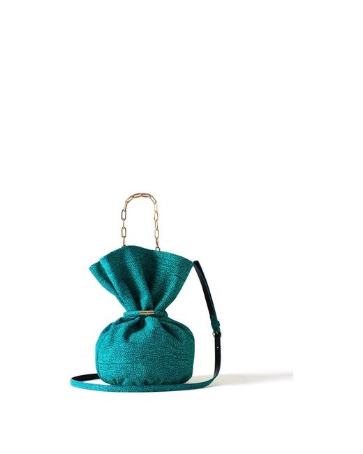 Borbonese Green Trésor bucket bag small - op suede crossbody