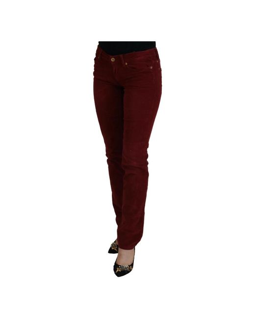 Dolce & Gabbana Red Maroon corduroy slim fit casual hose