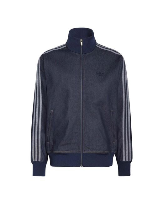 Adidas Firebird Adicolor Raw Denim Track Top in het Blue voor heren