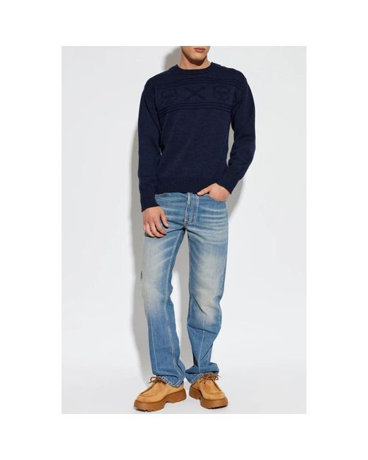 McQueen Wollpullover Mit Rundhalsausschnitt in Blue für Herren