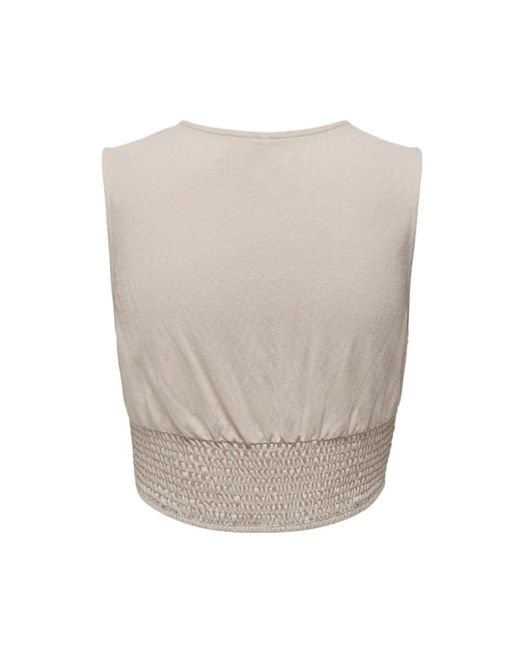 ONLY Tops ,Wit ,Mouwloze Top Met V-Hals in het Natural