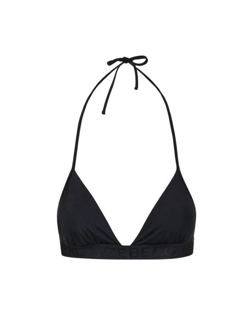Iceberg Black Triangel-bikini-top mit gesticktem logo