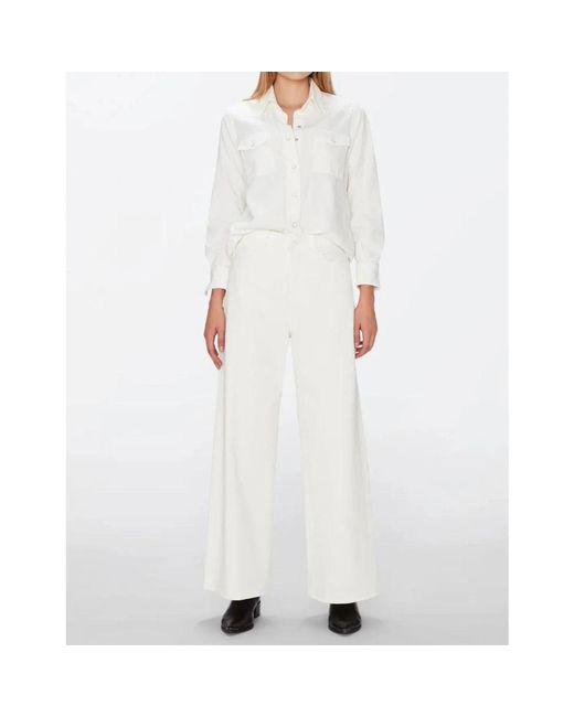 7 For All Mankind White Wide Trousers