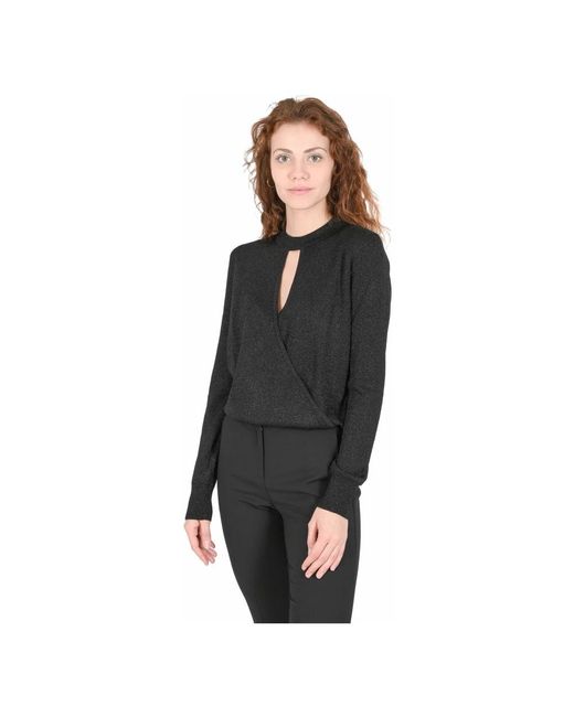 Maglione nero con dettaglio metallico per donne di Boss in Black