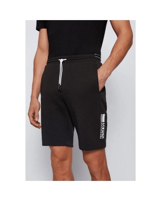 Boss Interlock Jersey Shorts in het Black voor heren