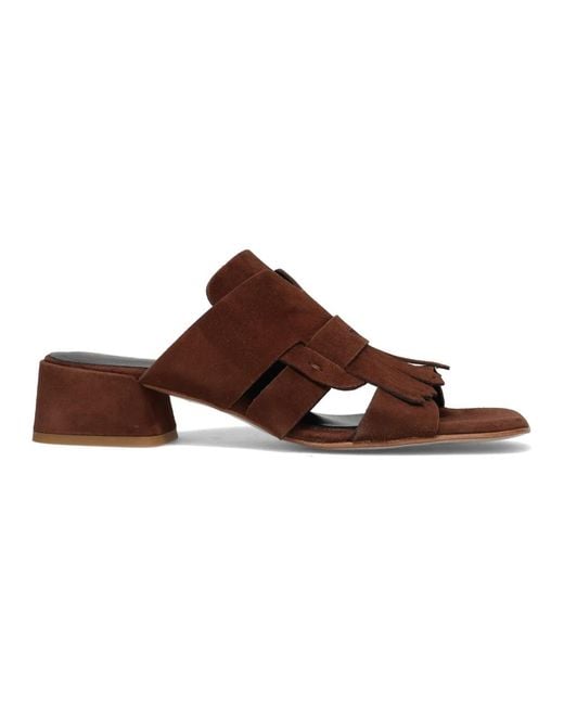 Luca Grossi Brown Heeled Mules