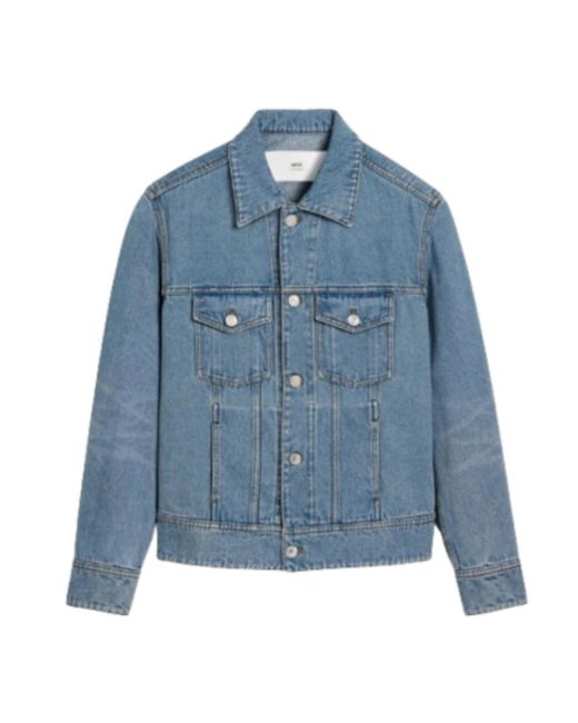 AMI Jassen ,Blauw ,Denim Klassieke Denim Trucker Jack in het Blue voor heren