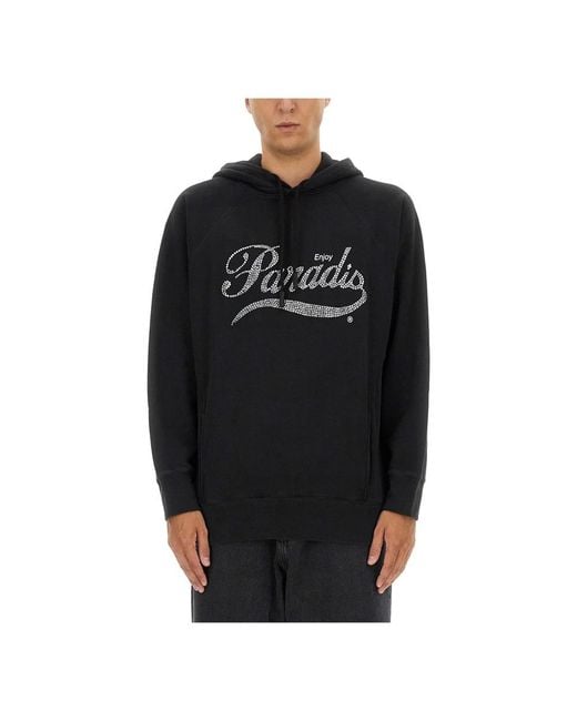 3.PARADIS Black Hoodies for men