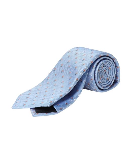 Gucci Accessoires ,Blauw ,Elegante Bloemig Geometrisch Zijden Stropdas in het Blue voor heren