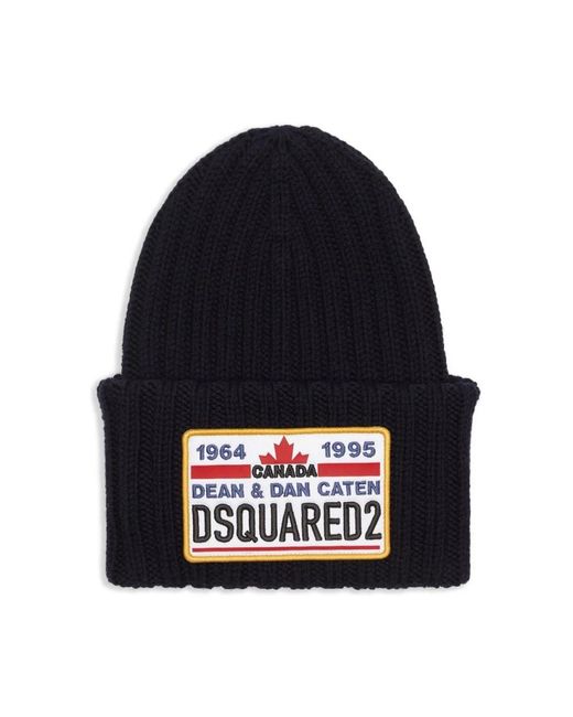 DSquared² Accessoires ,Zwart ,Zwarte Logo Patch Lichtgewicht Geribbelde Trui in het Black voor heren