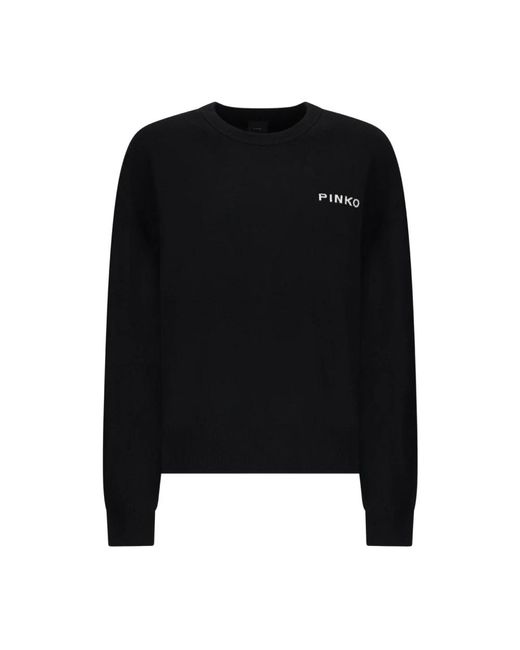 Pinko Hoodies & Sweatvesten ,Zwart ,Wol Luxe Zwart & Wit Sweater Aw 25 in het Black