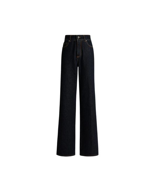 Kiton Jeans ,Blauw ,Denim Denim Palazzo Broek in het Black