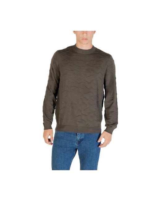 ARMANI EXCHANGE Gray Round-Neck Knitwear for men
