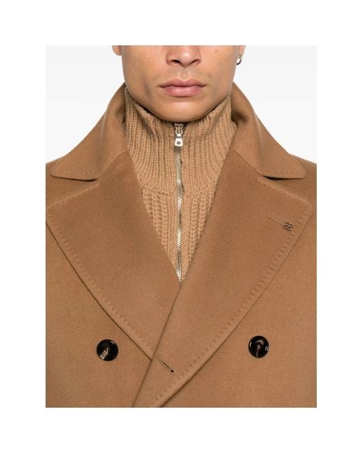 Tagliatore Brown Double-Breasted Coats for men