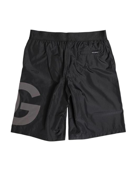 Dolce & Gabbana Badeshorts Mit Logo-Print Und Elastischem Bund in Black für Herren