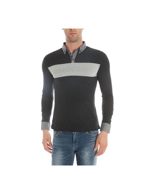 Armani Jeans Black Polo Shirts for men