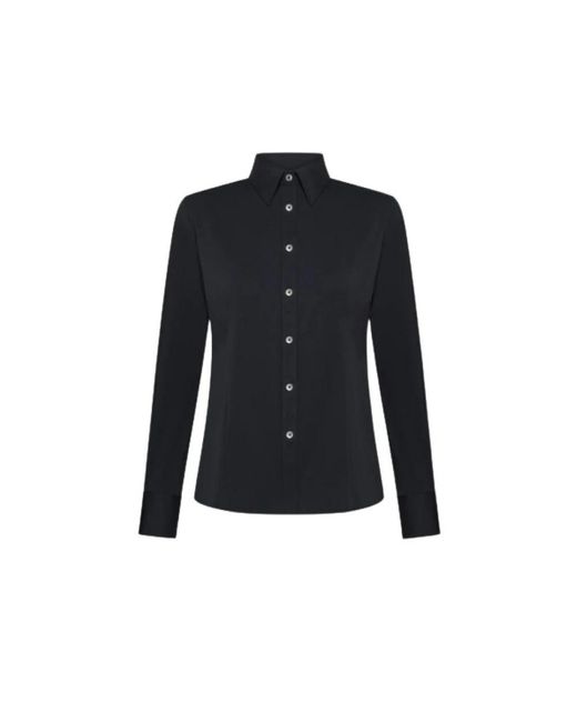 Rrd Overhemden ,Zwart ,Stretch Oxford Shirt Met Nacre Knopen in het Blue