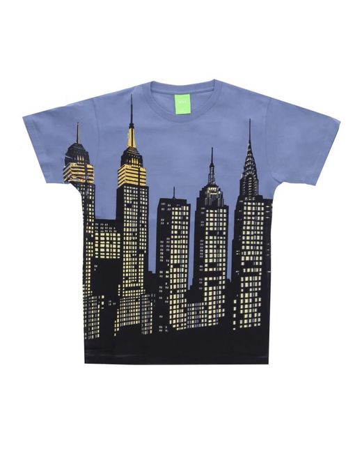 Huf Tops ,Blauw ,Katoen New York Skyline Tee Blauw T-Shirt in het Blue voor heren