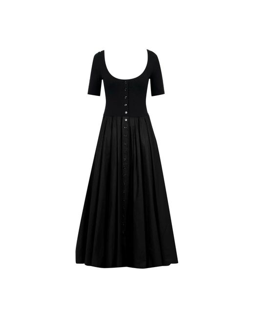 Philosophy Di Lorenzo Serafini Black Schwarzes ausgestelltes langes kleid 1950er stil