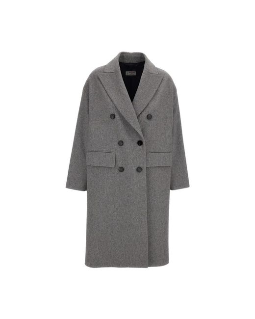 Alberto Biani Gray Double-Breasted Coats