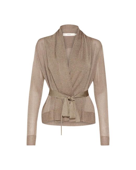 Inwear Truien & Vesten ,Geel ,Gouden Korte Cardigan Met Glimmer in het Natural