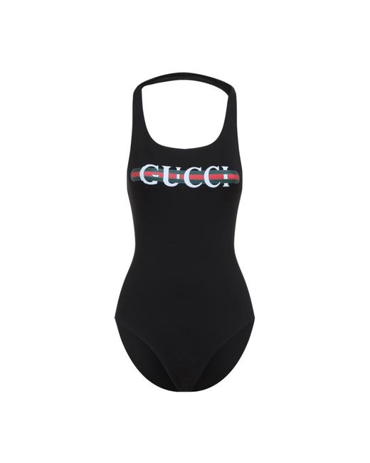 Gucci Black Stilvolles Logo One Piece Badeanzug