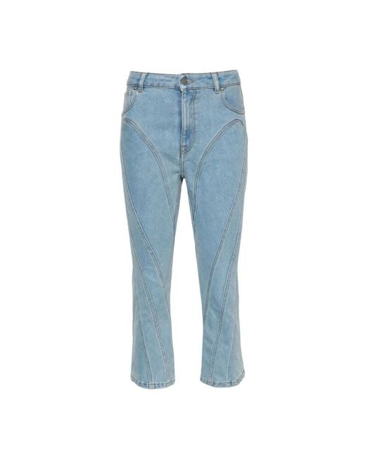 Mugler Blue Blaue denim-jeans mit kontrastnähten