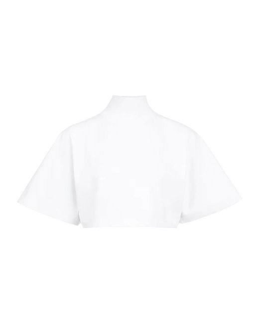 Alaïa Ribgebreide Coltrui T-Shirt in het White