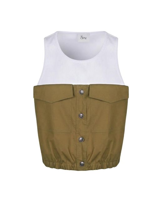 8pm White Sleeveless Tops
