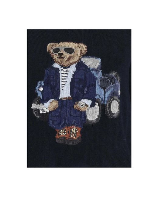 Polo Ralph Lauren Black Baumwoll-poloshirt mit bärenmotiv