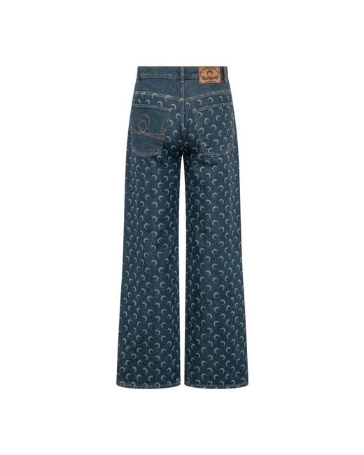MARINE SERRE Blue Wide Jeans for men