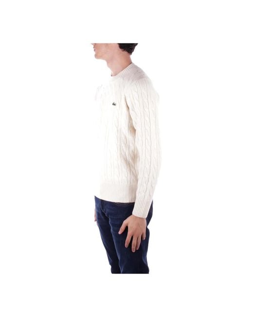 Lacoste White Round-Neck Knitwear for men