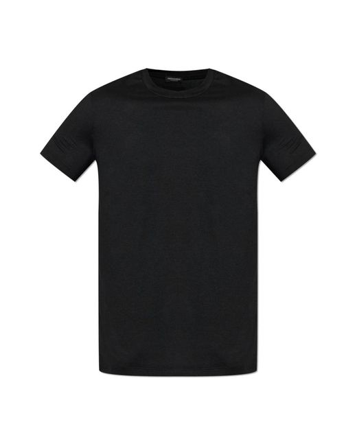 DSquared² Tops ,Zwart ,Leer Lingerie-Inspired T-Shirt in het Black voor heren