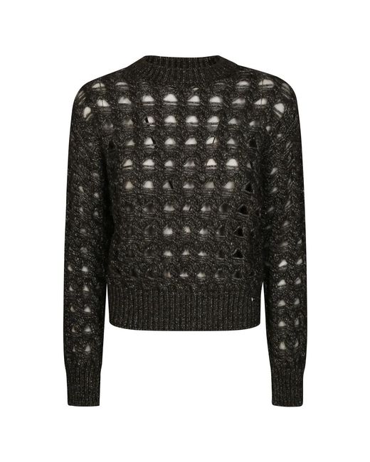 Herno Mesh Ronde Hals Top in het Black