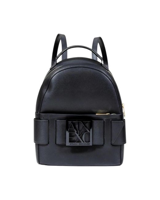 ARMANI EXCHANGE Black Schwarzer Reißverschluss-Rucksack Mit Mehreren Taschen