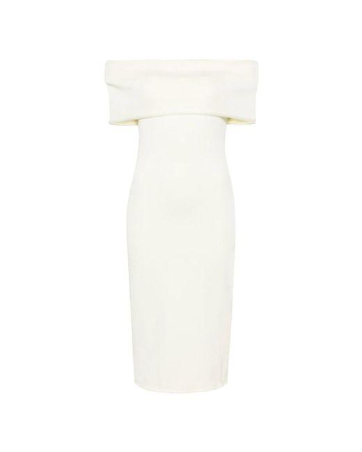 Bottega Veneta White Weiße off-shoulder slim fit kleid