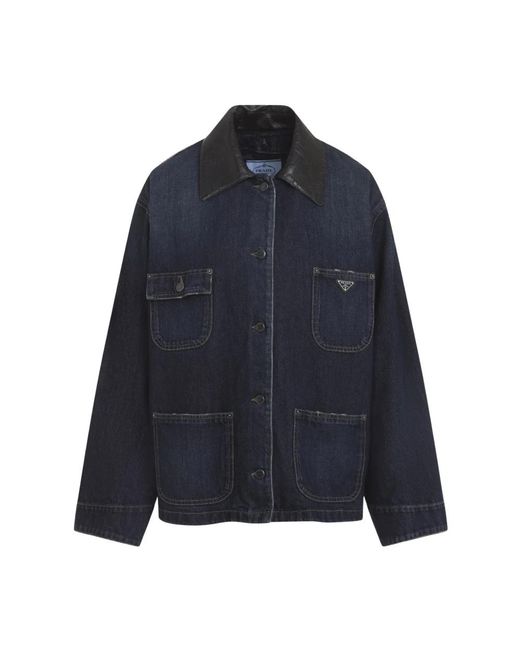Prada Bleu Denim Jas in het Blue