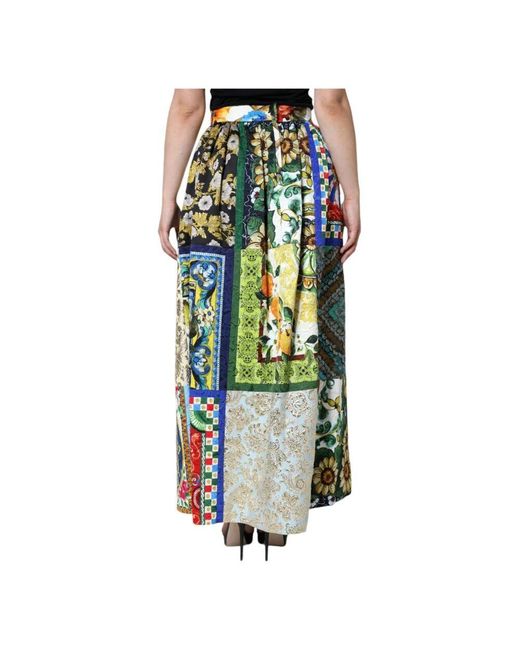 Dolce & Gabbana Blue Sicily patchwork maxi rock reißverschluss