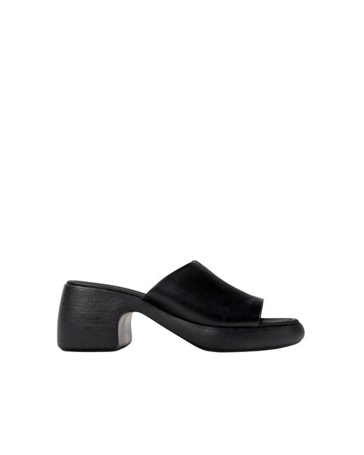 Camper Black Heeled Mules