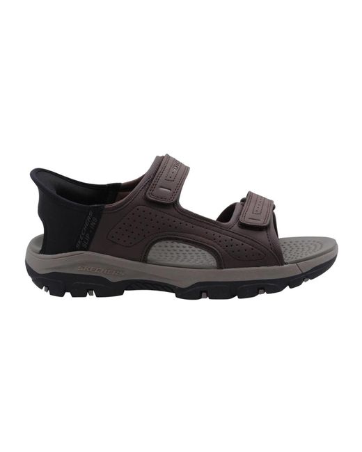 Flat Sandals Skechers de hombre de color Black